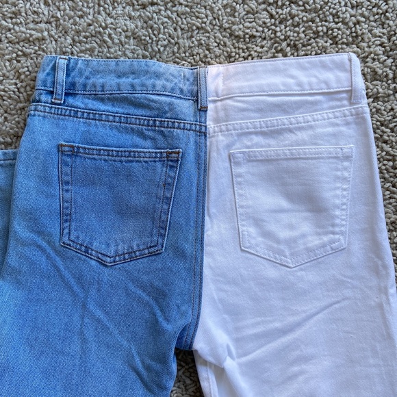 Adika white and blue mom jeans, half and half. Size Small NWT - Picture 3 of 4